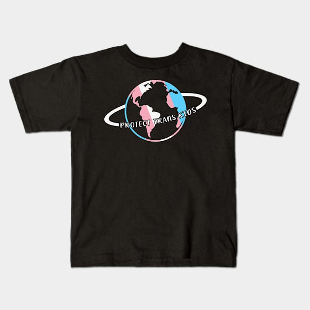 Protect Trans Kids World maps Kids T-Shirt by Thomas Mitchell Coney